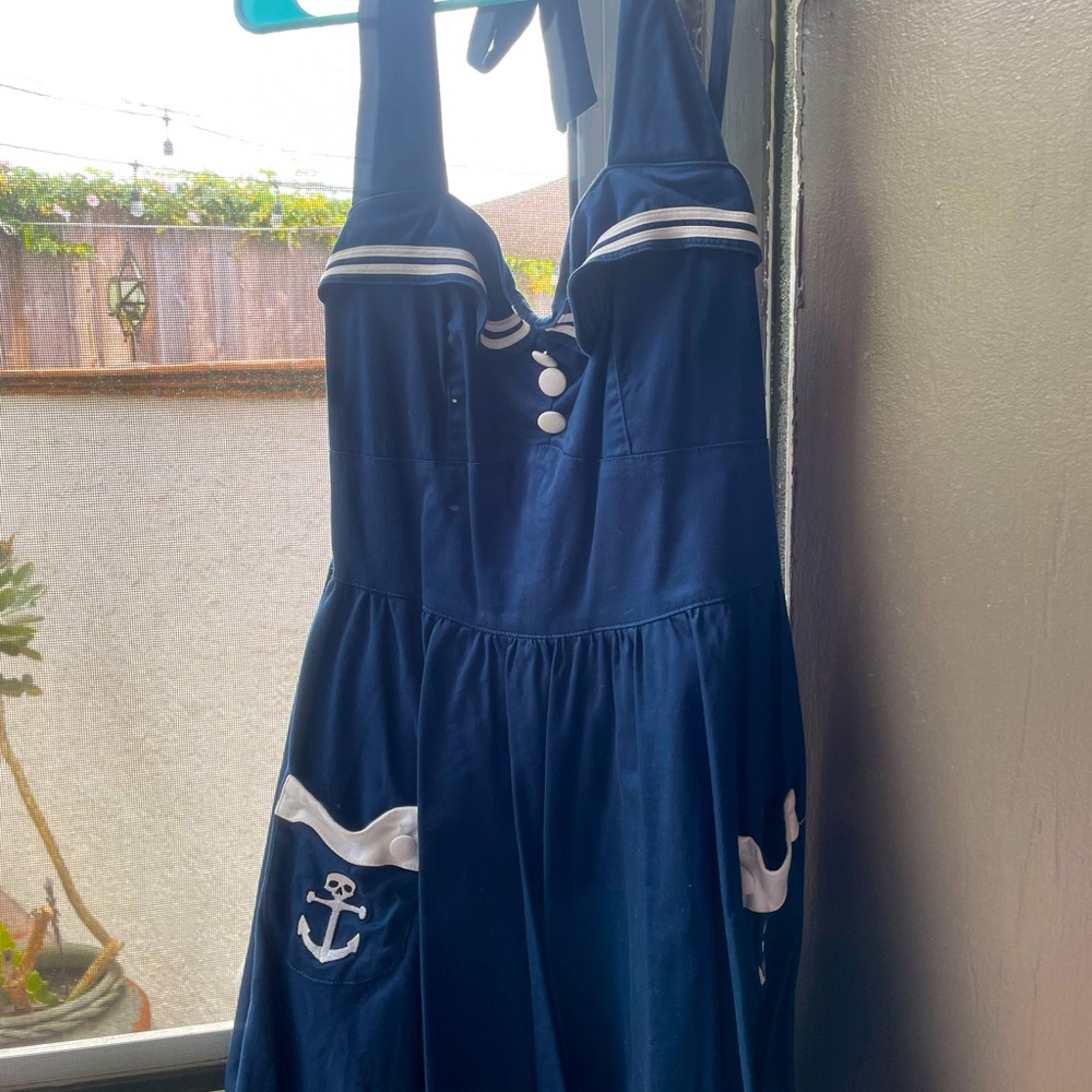 Hell bunny navy blue halter sailor dress